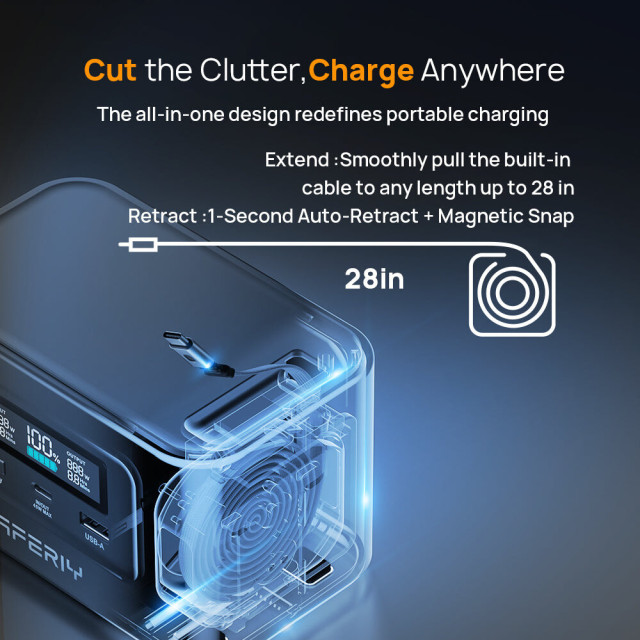Купить зарядную станцию AFERIY Nano100 (99.2 Вт·ч / 145 Вт) — Портативный Power Bank LiFePO4 с розеткой и USB-C 100W