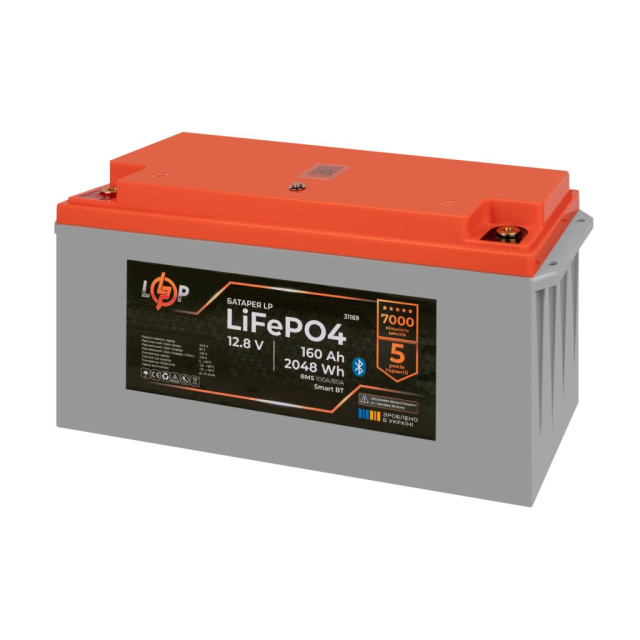 Акумулятор LogicPower LP LiFePO4 12,8V - 160 Ah (2048Wh) (BMS 100A/80А) пластик Smart BT