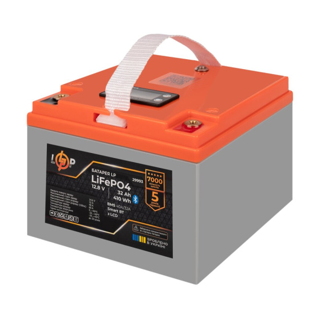 Акумулятор LogicPower LP LiFePO4 12,8V - 32 Ah (410Wh) (BMS 40А/32A) пластик LCD Smart BT