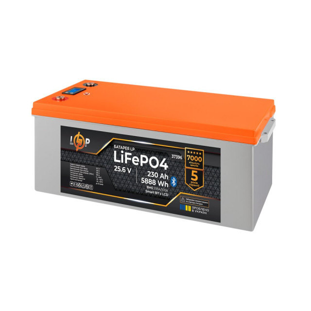 Акумулятор LogicPower LP LiFePO4 25,6V - 230 Ah (5888Wh) (BMS 200A/100А) пластик LCD Smart BT