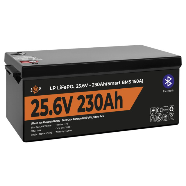 Акумулятор LogicPower LP LiFePO4 25,6V - 230 Ah (5888Wh) (Smart BMS 150А) з BT пластик