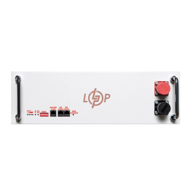 Акумулятор LogicPower LP LiFePO4 51,2V - 100 Ah (5120Wh) (BMS SP 100A/50А) RM RS485/CAN LCD WH Акумулятор LogicPower LP LiFePO4 51,2V - 100 Ah (5120Wh) (BMS SP 100A/50А) RM RS485/CAN LCD WH