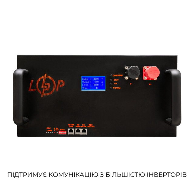 Акумулятор LogicPower LP LiFePO4 51,2V - 160 Ah (8192Wh) (BMS 200A/100А) LCD метал RM Smart RS485/CAN Акумулятор LogicPower LP LiFePO4 51,2V - 160 Ah (8192Wh) (BMS 200A/100А) LCD метал RM Smart RS485/CAN