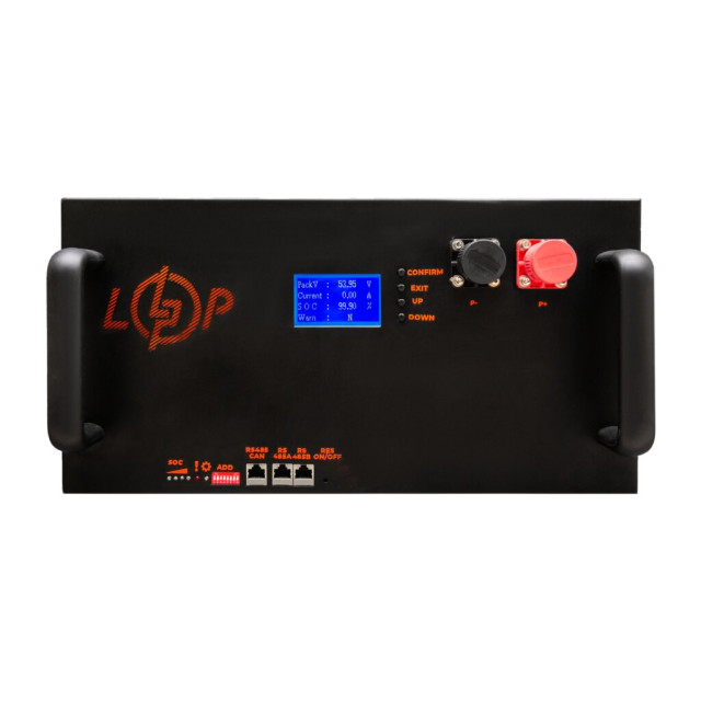 Акумулятор LogicPower LP LiFePO4 51,2V - 160 Ah (8192Wh) (BMS 200A/100А) LCD метал RM Smart RS485/CAN Акумулятор LogicPower LP LiFePO4 51,2V - 160 Ah (8192Wh) (BMS 200A/100А) LCD метал RM Smart RS485/CAN