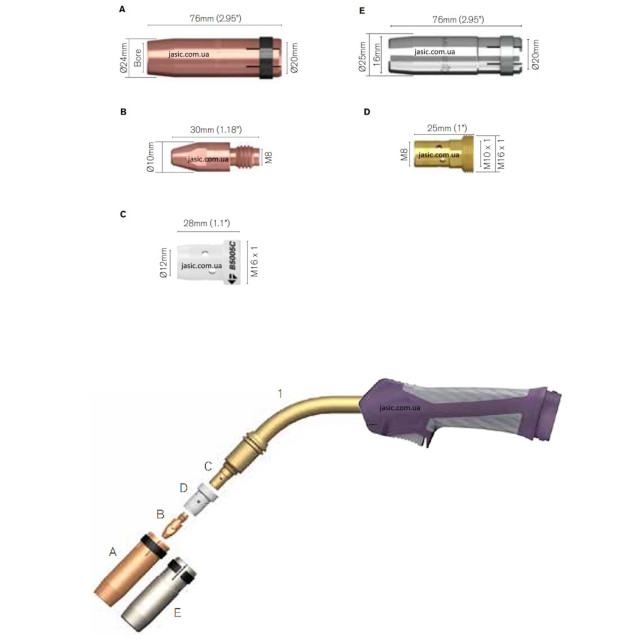 Пальник для напівавтоматичного зварювання PRO-501W Parweld, 3м