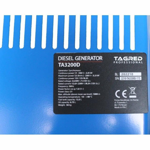 Генератор дизельний Tagred TA3200D Генератор дизельний Tagred TA3200D